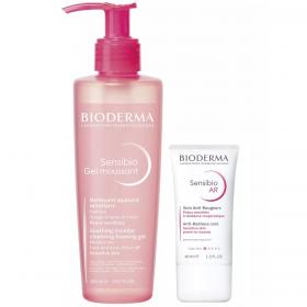 Bioderma Набор для базового ухода за чувствительной кожей крем, 40 мл  гель, 200 мл. фото