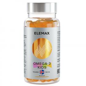 Elemax Детский комплекс Omega-3 Kids с витаминами Е и Д и вкусом апельсина, 90 жевательных капсул. фото