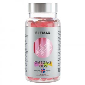 Elemax Детский комплекс Omega-3 Kids с витаминами Е и Д и вкусом клубники, 90 жевательных капсул. фото