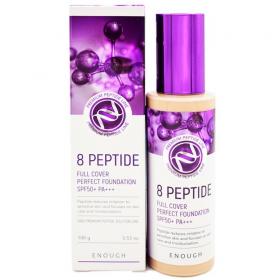 Enough Тональный крем с пептидами 8 Peptide Full Cover Perfect Foundation SPF50 PA, 100 г. фото