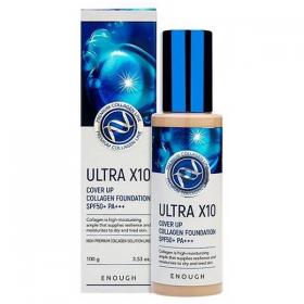 Enough Тональная основа с коллагеном Cover Up Collagen Foundation Ultra X10 SPF 50 PA, 100 мл. фото
