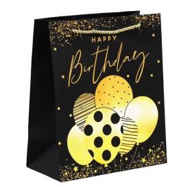 Подарочная упаковка Пакет подарочный Happy Birthday чёрный крафт 23  27  11,5 см. фото
