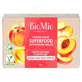 BioMio Натуральное мыло Персик и ши Vegan Soap Superfood, 90 г. фото