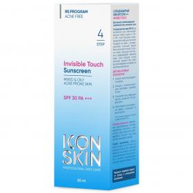 Icon Skin Солнцезащитный крем-флюид Invisible Touch SPF30 для жирной и комбинированной проблемной кожи, 50 мл. фото
