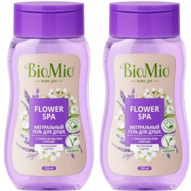 BioMio Гель для душа с эфирными маслами лаванды Flower Spa 3, 2 х 250 мл. фото