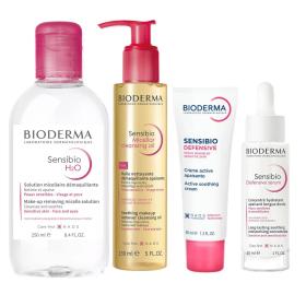 Bioderma Набор средств для чувствительной кожи крем 40 мл  сыворотка 30 мл  масло 150 мл  мицеллярная вода 250 мл. фото