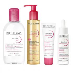 Bioderma Набор средств для чувствительной кожи крем 40 мл  сыворотка 30 мл  масло 150 мл  мицеллярная вода 250 мл. фото