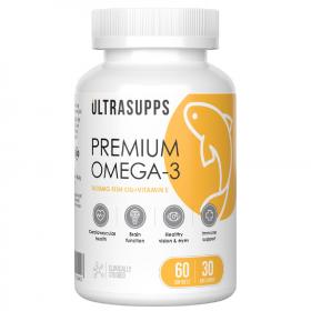 Ultrasupps Комплекс Премиум омега-3, 60 мягких капсул. фото