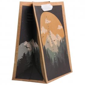 Подарочная упаковка Пакет крафтовый вертикальный Горы, 18  23  8 см. фото
