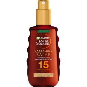 Garnier Солнцезащитное водостойкое масло-спрей для загара Идеальный загар SPF15, 150 мл. фото