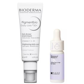 Bioderma Набор Bioderma дневной крем Pigmentbio SPF50 40 мл  Etat Pur сыворотка с витамином С 15 мл. фото