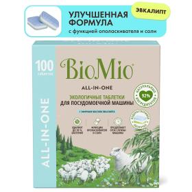 BioMio Экологичные таблетки для посудомоечной машины Bio-Tabs All-in-One с эфирным маслом эвкалипта, 100 шт. фото