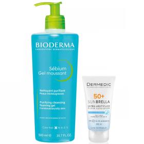 Beauty сеты Набор для жирной и проблемной кожи Очищение и защита от солнца SPF50. фото