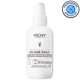 Vichy Невесомый солнцезащитный флюид для лица против признаков фотостарения UV-Age Daily SPF 50, 80 мл. фото
