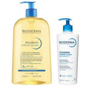 Bioderma Набор для лица и тела масло для душа 1 л  крем Ультра 500 мл. фото