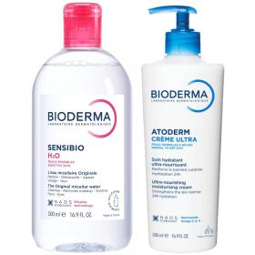 Bioderma Набор для лица и тела мицеллярная вода 500 мл  крем Ультра 500 мл. фото