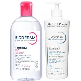 Bioderma Набор для лица и тела бальзам интенсив 500 мл  мицеллярная вода 500 мл. фото