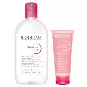 Bioderma Набор для чувствительной кожи очищающий гель 100 мл  мицеллярная вода 500 мл. фото