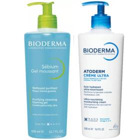Bioderma Набор для лица и тела очищающий гель 500 мл  крем Ультра 500 мл. фото