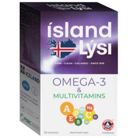 Lysi Комплекс Омега-3 1000 мг и мультивитамины 645 мг, 64 капсулы. фото