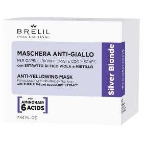 Brelil Professional Антижелтая маска для светлых, мелированных и седых волос Silver Blonde, 220 мл. фото