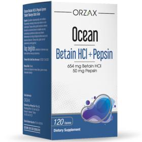 Orzax Ocean Пищеварительные ферменты Betain HCl  Pepsin, 120 таблеток. фото