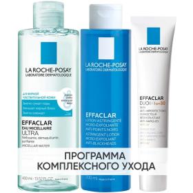 La Roche-Posay Программа Effaclar очищение и основной уход мицеллярная вода 400 мл  лосьон 200 мл  крем-гель SPF30 40 мл. фото