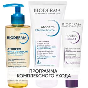 Bioderma Программа Atoderm комплексный уход масло для душа 200 мл  бальзам Intensive 200 мл  крем Cicabio 40 мл. фото