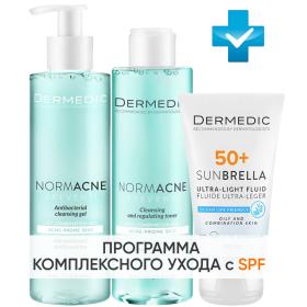 Dermedic Программа Normacne очищение и основной уход гель 200 мл  тоник 200 мл  флюид  SPF50 40 мл. фото
