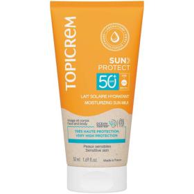 Topicrem Увлажняющее солнцезащитное молочко SPF50 для всей семьи 3, 50 мл. фото