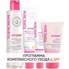Topicrem Программа Hydra комплексный уход мицеллярная вода 200 мл  крем SPF50 40 мл  крем для век 15 мл  маска 50 мл. фото