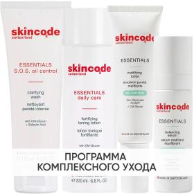 Skincode Программа S.0.S Oil Control комплексный уход гель 125 мл  лосьон 200 мл  лосьон mat 50 мл  сыворотка 30 мл. фото