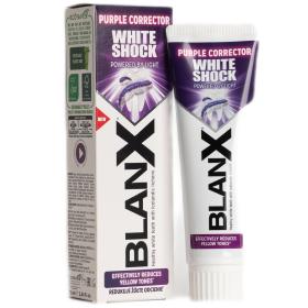 Blanx Отбеливающая зубная паста White Shock с фиолетовым корректором цвета, 75 мл. фото