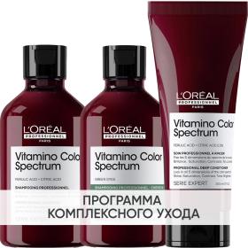 Loreal Professionnel Программа Vitamino Color Spectrum базовый уход для каштановыхчерных волос шампунь 2х300 мл  кондиционер 200 мл. фото