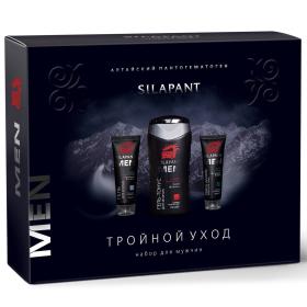 Silapant Подарочный набор для мужчин Тройной уход гель-тонус 170 мл  гель для бритья 75 мл  крем для лица 50 мл. фото