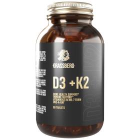 Grassberg Комплекс витаминов D3 2000 ME  K2 18 мкг, 60 таблеток. фото