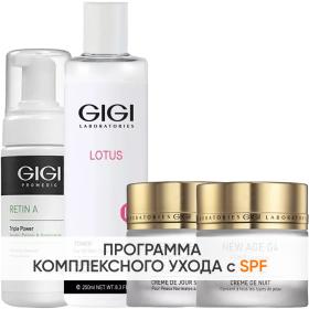 GiGi Программа GiGi комплексный уход мусс 120 мл  тоник 250 мл  крем SPF20 50 мл  крем ночь 50 мл. фото