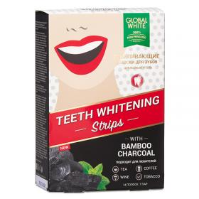 Global White Отбеливающие полоски для зубов Бамбуковый уголь, 14 шт. фото