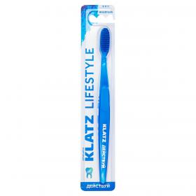 Klatz Щетка зубная для взрослых средняя, цвет синий, 1 шт. фото