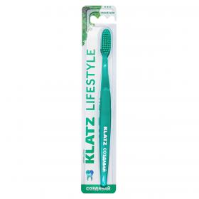Klatz Щетка зубная для взрослых средняя, цвет зеленый, 1 шт. фото