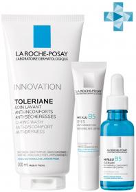 La Roche-Posay Набор Корректирующий антивозрастной уход Увлажняющая сыворотка 30 мл  Уход для контура глаз 15 мл  Очищающий гель-уход 200 мл. фото