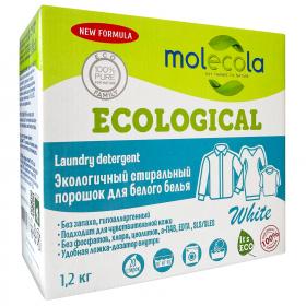 Molecola Стиральный порошок для белого белья с растительными энзимами, экологичный, 1,2 кг. фото