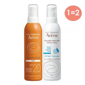 Avene Набор Солнцезащитный спрей SPF 20 Умеренная защита 200 мл  Восстанавливающее молочко после солнца 200 мл. фото