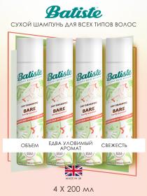 Batiste Сухой шампунь для волос Bare с цветочным ароматом, 4 х 200 мл. фото