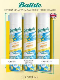 Batiste Сухой шампунь для волос Fresh с ароматом свежести, 3 х 200 мл. фото