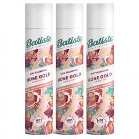 Batiste Сухой шампунь для волос Rose Gold с ароматом розы, 3 х 200 мл. фото