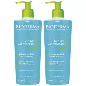 Bioderma Набор Очищающий гель для жирной и проблемной кожи, 2х500 мл. фото