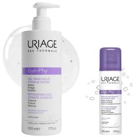 Uriage Набор Жин-Фи очищающая дымка-спрей для интимной гигиены 50 мл  гель для интимной гигиены 500 мл. фото