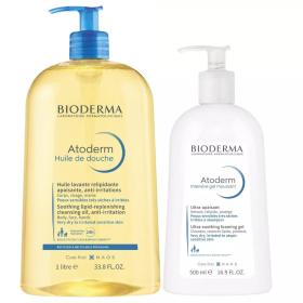 Bioderma Набор очищающий гель Intensive 500 мл  масло для душа 1л. фото