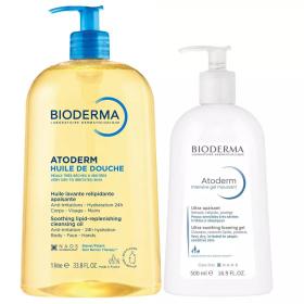 Bioderma Набор очищающий гель Intensive 500 мл  масло для душа 1л. фото